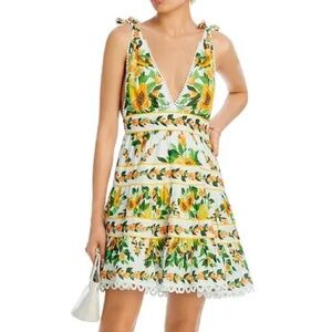 NWT Farm Rio Papaya Salad Scarf Mini Dress Boho Tropical White Green Orange Sz L